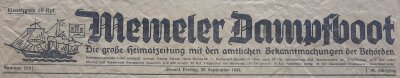 Vienas paskutiniųjų Memelyje spausdintų „Memeler Dampfboot“ numerių, 1944 m. rugsėjis