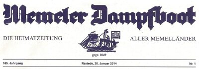 Dabartinė laikraščio „Memeler Dampfboot“ antraštė
