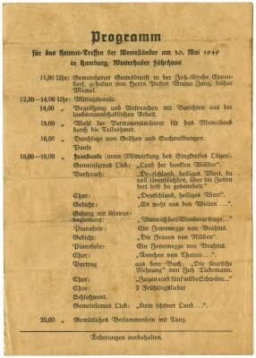 Memelenderių susitikimo 1949 m. programa