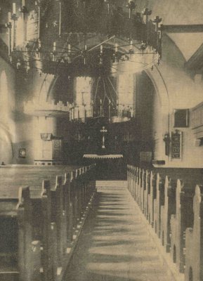 Vanagų evangelikų liuteronų bažnyčios vidus apie 1959 m.
